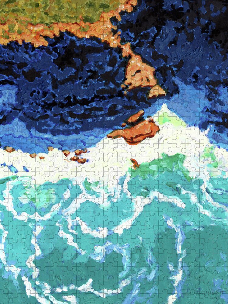 Ocean Jigsaw Puzzle featuring the painting Ocean Patterns #1 by John Lautermilch