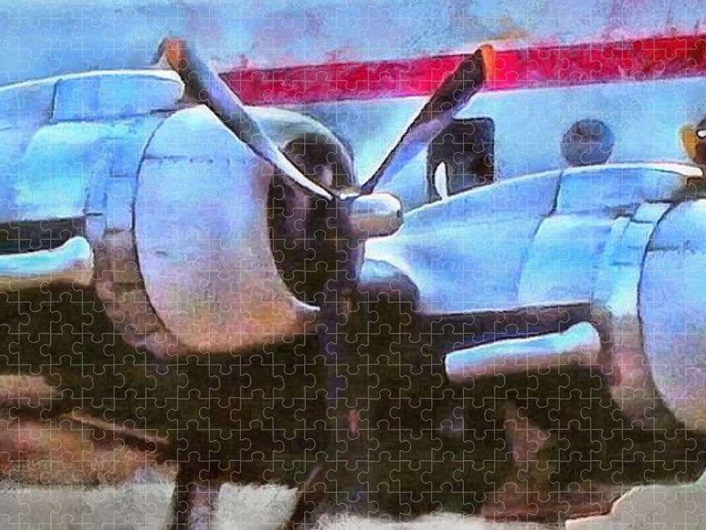 Airplane Jigsaw Puzzle featuring the mixed media Old Prop by Christopher Reed