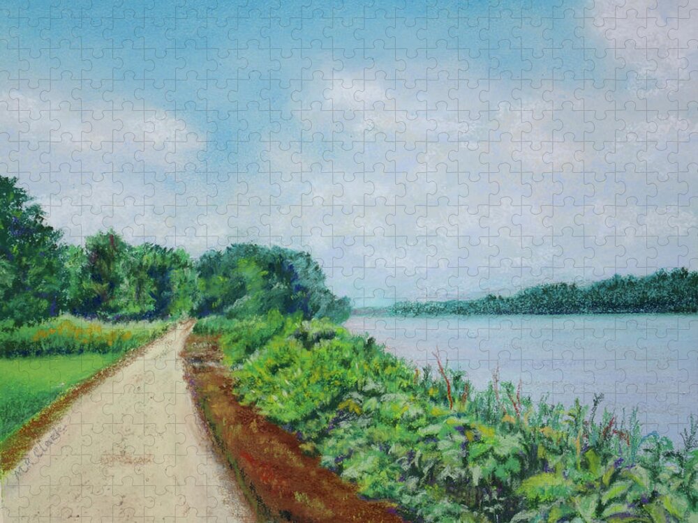 Landscape Jigsaw Puzzle featuring the pastel On the Trail by MaryJo Clark