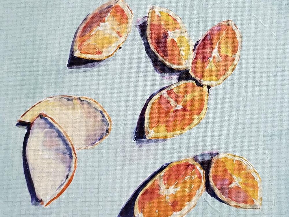 Still Life Jigsaw Puzzle featuring the painting Orange Slices #2 by Sheila Romard