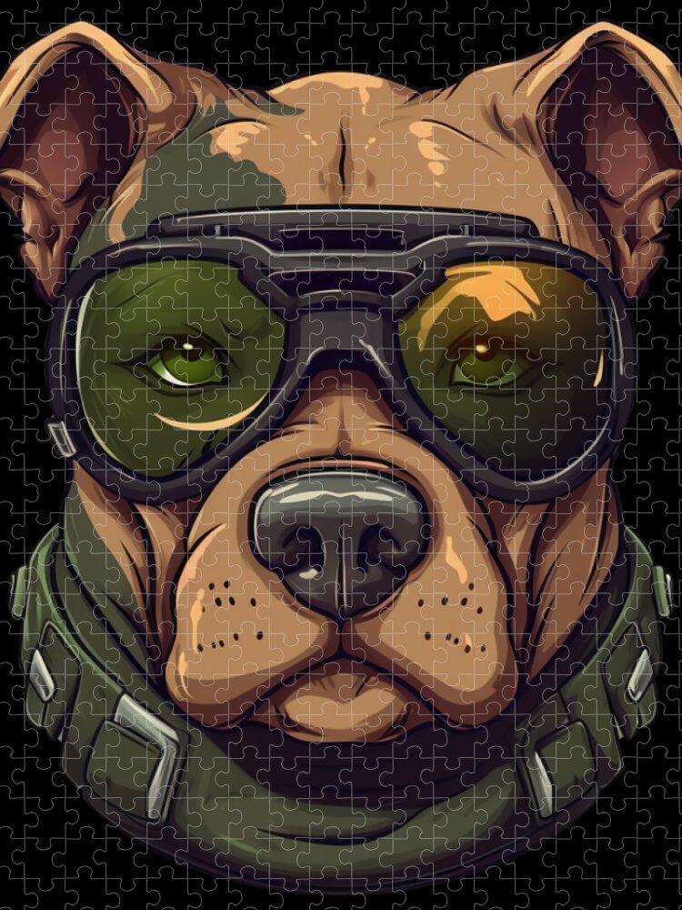 Patriotic Pitbull Dog Lover Military Appreciation Patriot #1 Jigsaw Puzzle