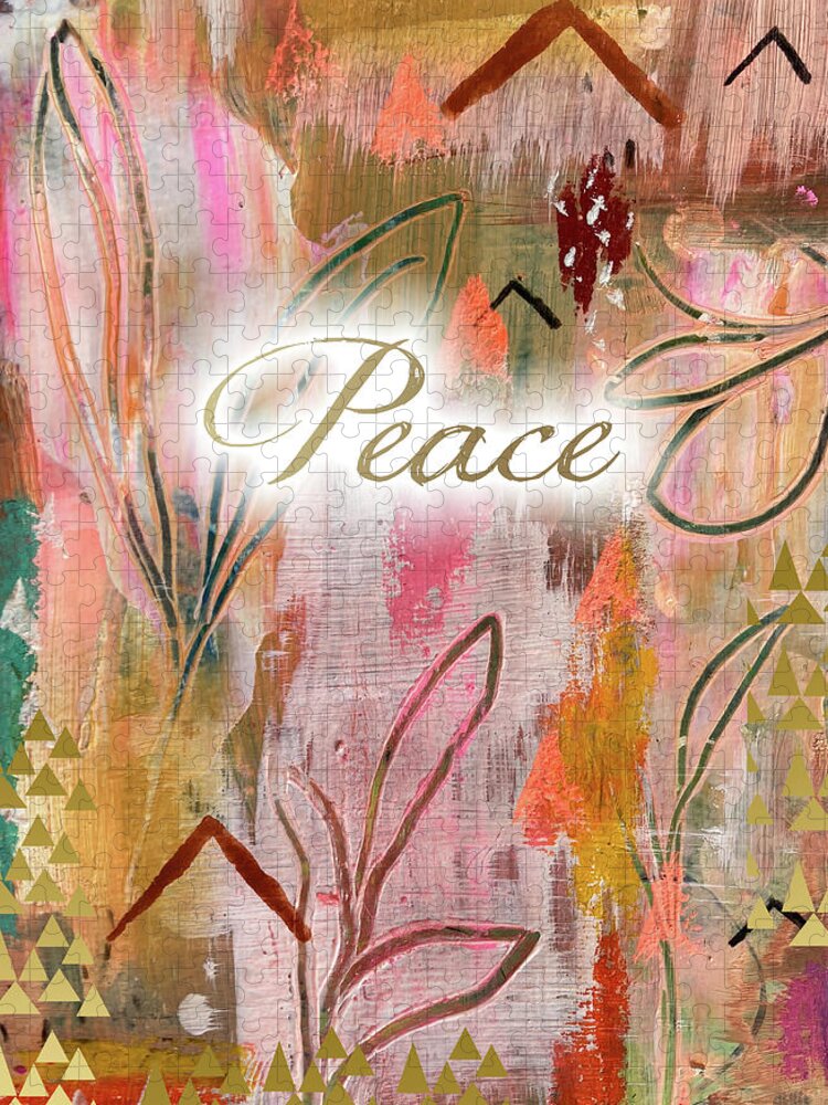 Peace Jigsaw Puzzle featuring the mixed media Peace by Claudia Schoen