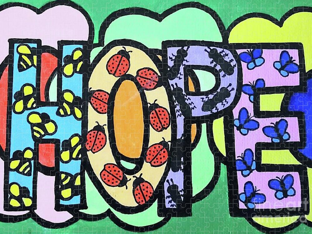 Pop Art Jigsaw Puzzle featuring the painting Pop Art HOPE by Elena Pratt