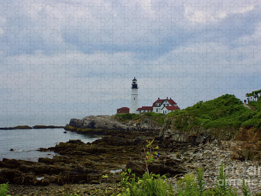  Jigsaw Puzzle featuring the pyrography Portland Headlight #1 by Annamaria Frost