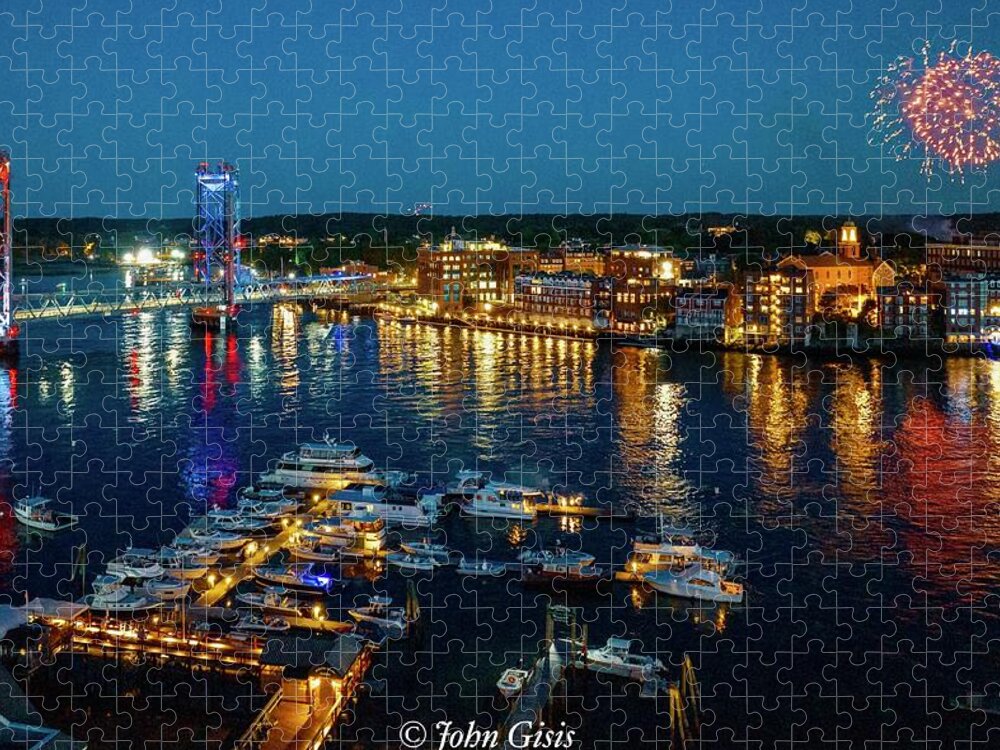  Jigsaw Puzzle featuring the photograph Portsmouth Fireworks #1 by John Gisis