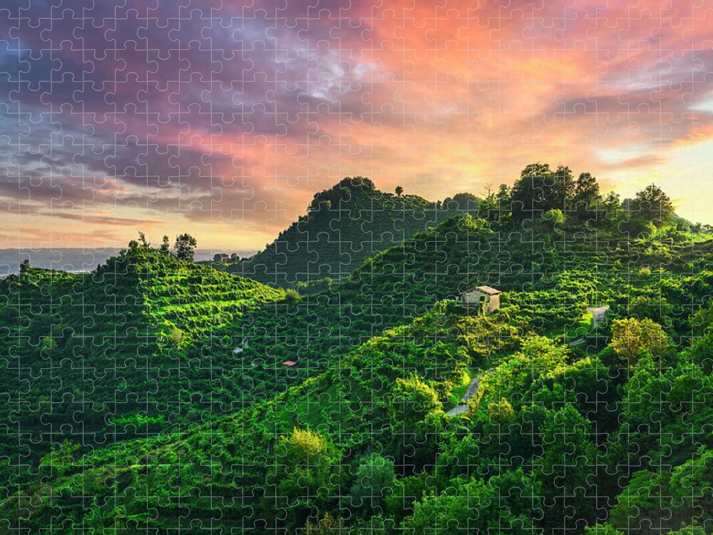 Prosecco Jigsaw Puzzle featuring the photograph Prosecco Hills Sunset by Stefano Orazzini