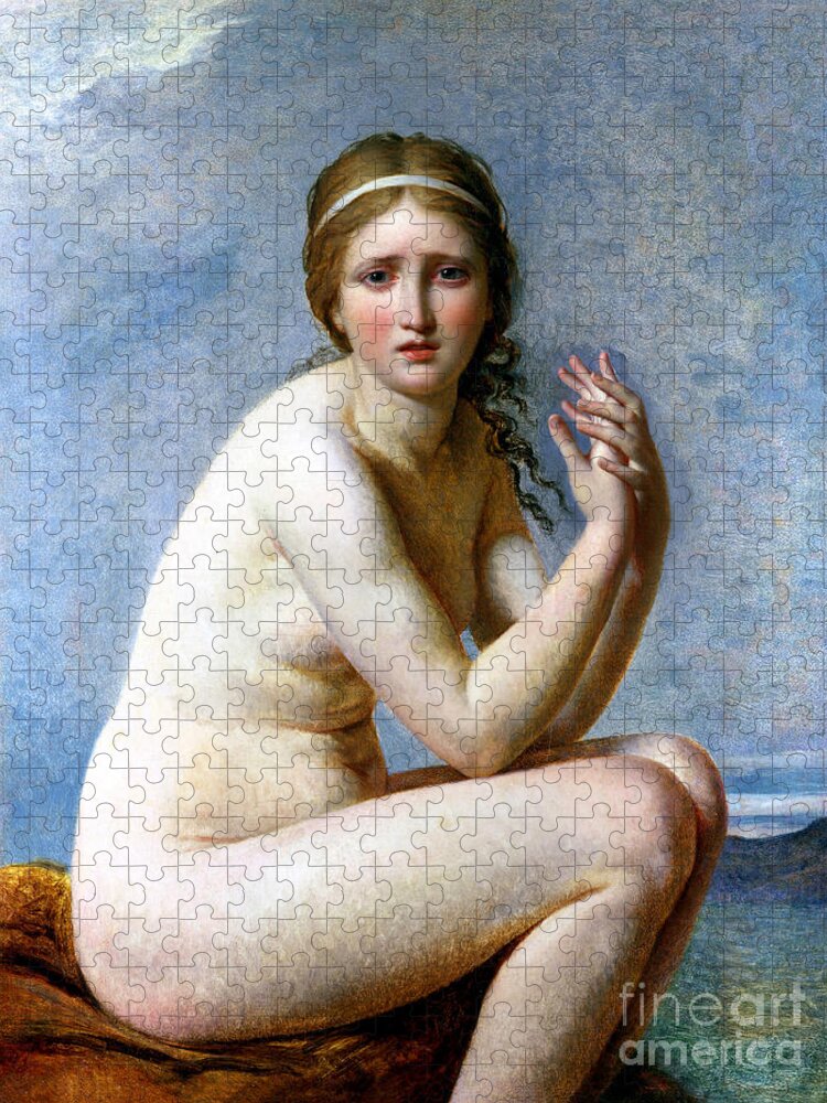 Jacques-louis David Jigsaw Puzzle featuring the painting Psyche abandoned #1 by Jacques-Louis David
