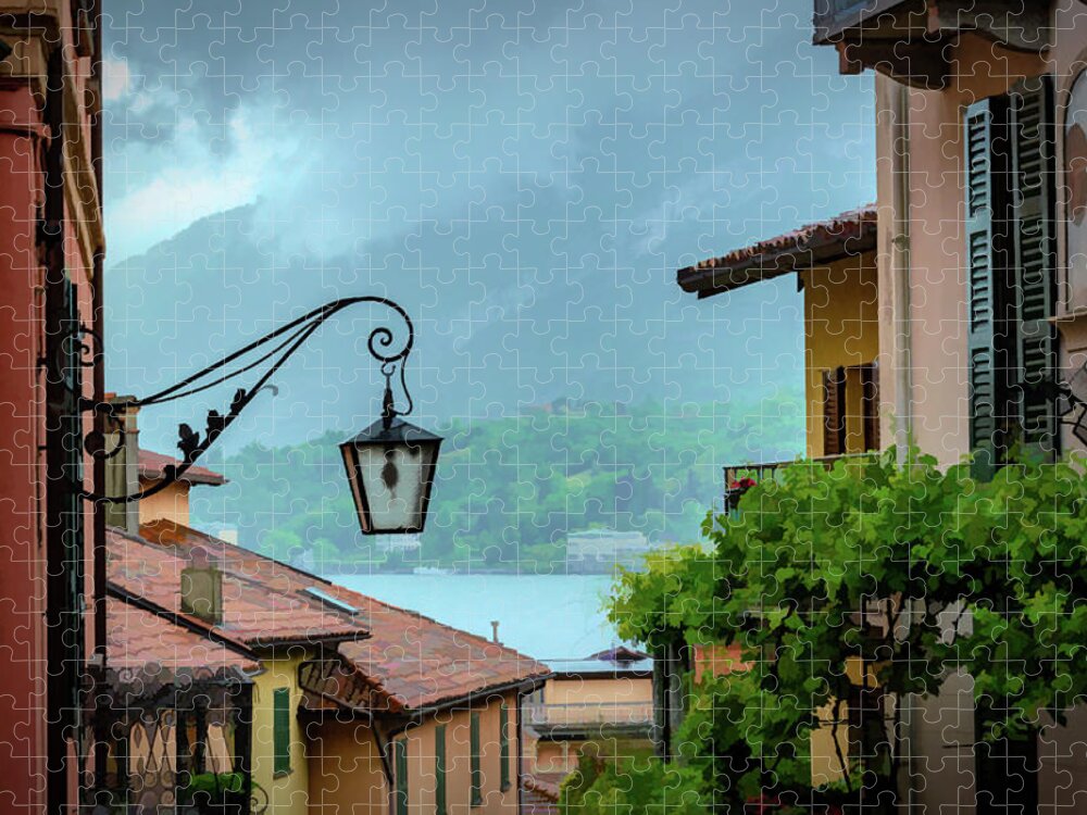 Bellagio Jigsaw Puzzle featuring the photograph Rainy Day in Bellagio #1 by Douglas Wielfaert