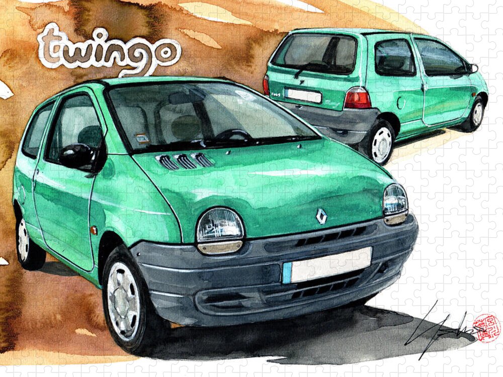 Renault Jigsaw Puzzle featuring the painting Renault Twingo #1 by Yoshiharu Miyakawa