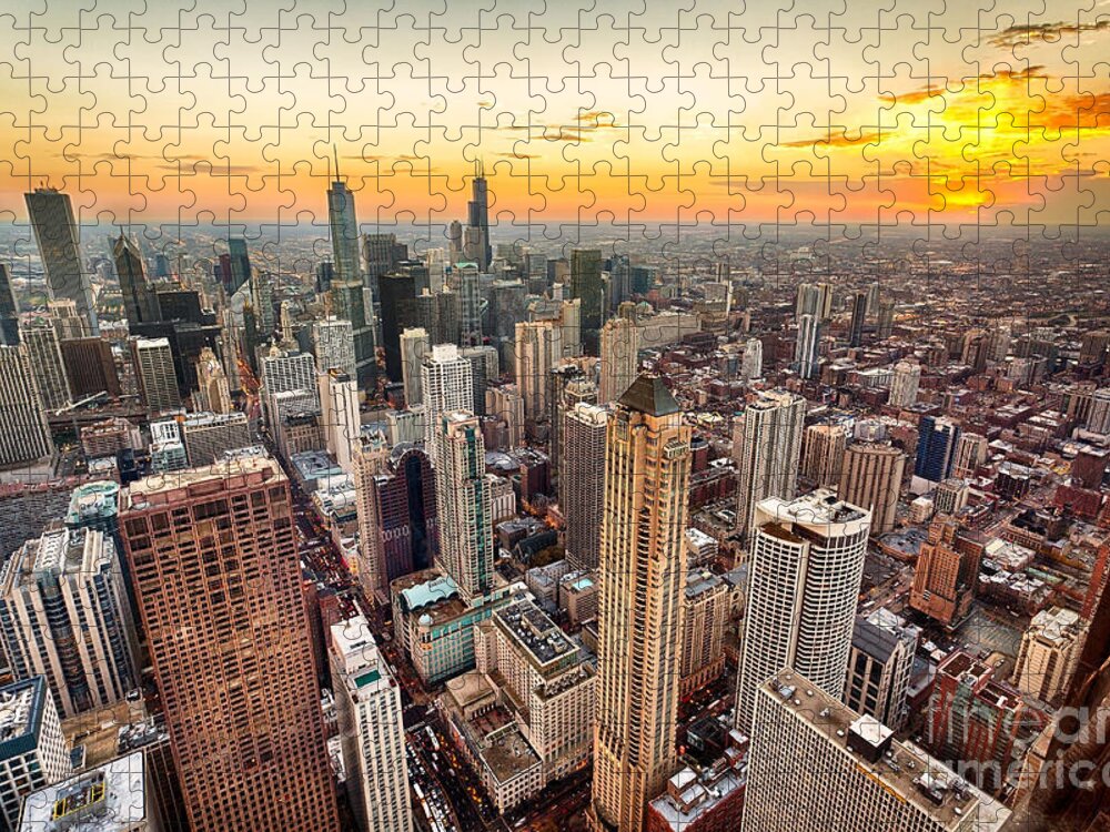 Retro Jigsaw Puzzle featuring the photograph Retro Chicago Poster by Action