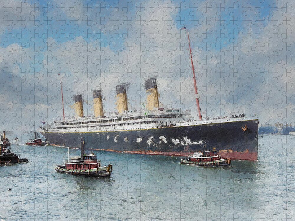 Steamer Jigsaw Puzzle featuring the digital art R.M.S. Olympic #1 by Geir Rosset