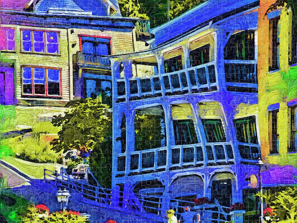 Roche-harbor Jigsaw Puzzle featuring the digital art Roche Harbor Street Scene by Kirt Tisdale