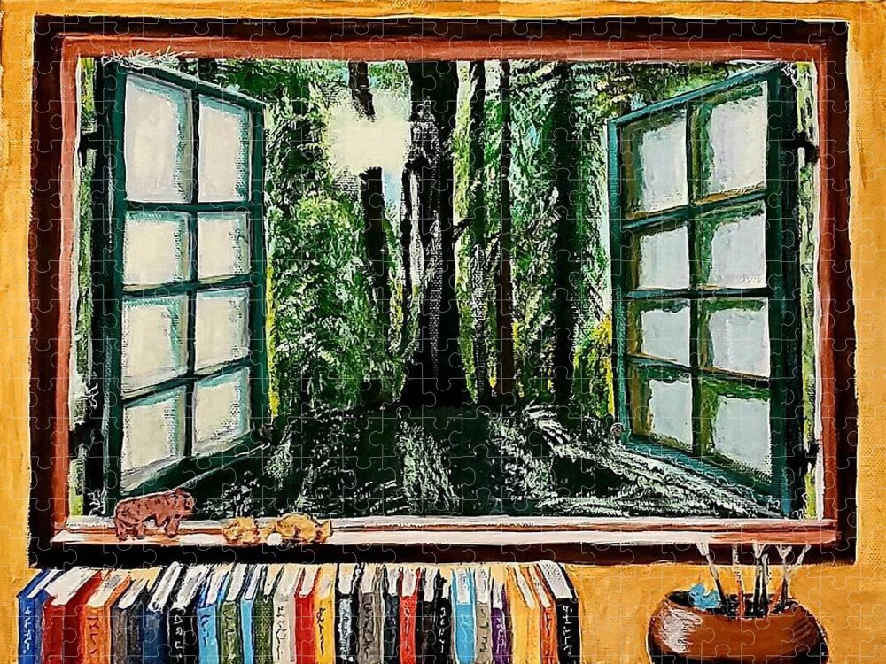 Window Jigsaw Puzzle featuring the painting Room with a View by Amy Kuenzie