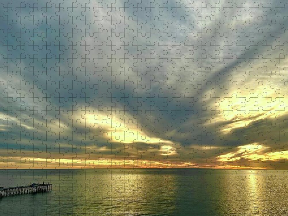 Sunset Jigsaw Puzzle featuring the photograph San Clemente Pier Sunset #1 by Brian Eberly