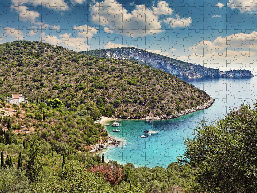 Sarakiniko Jigsaw Puzzle featuring the photograph Sarakiniko in Ithaki, Greece #1 by Constantinos Iliopoulos