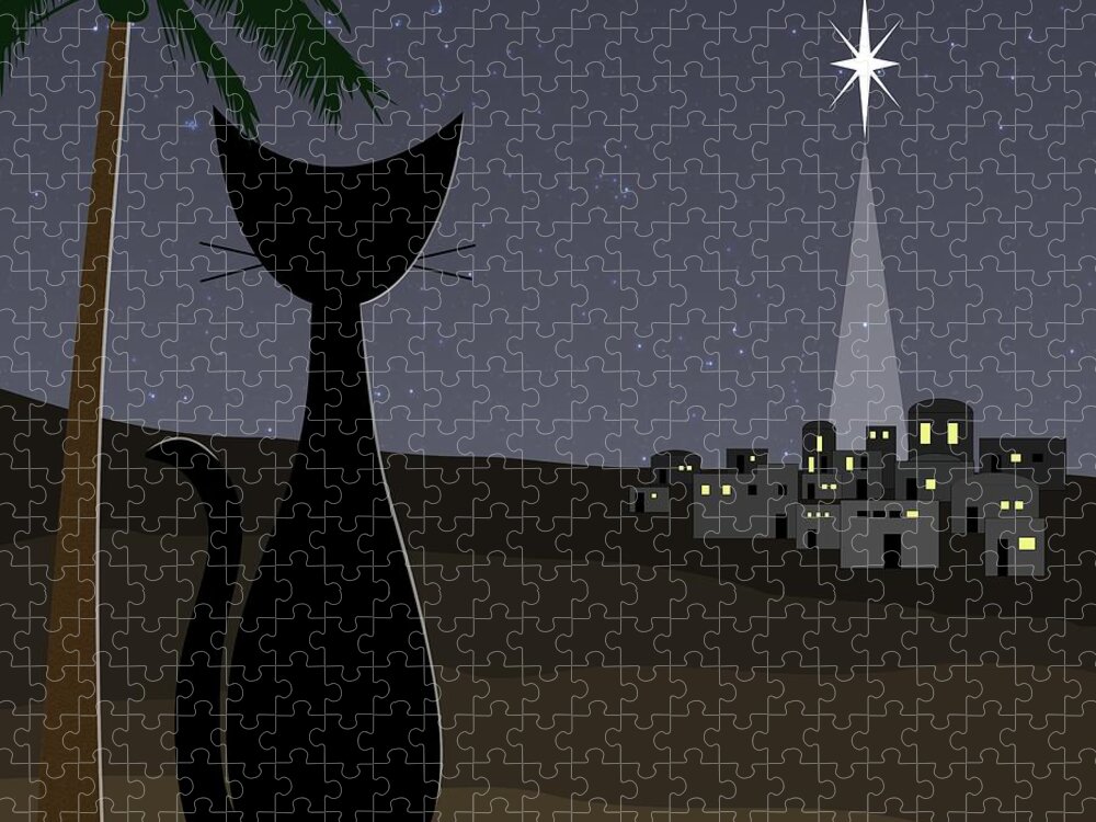 Christmas Jigsaw Puzzle featuring the digital art Star of Bethlehem by Donna Mibus