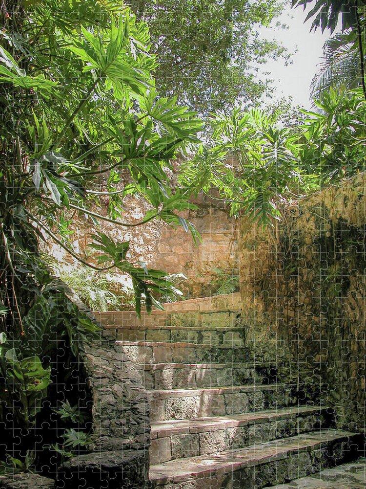Chichen Itza Jigsaw Puzzle featuring the photograph Steps near cenote - Chichen Itza by Frank Mari