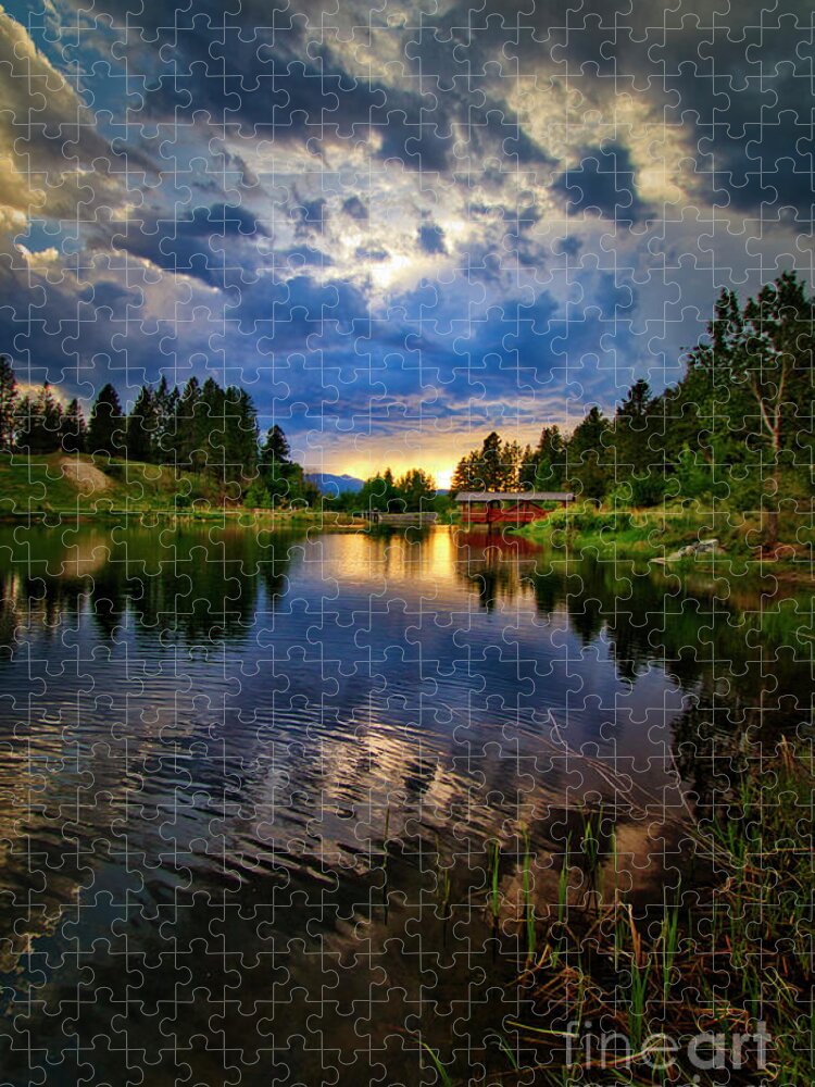 Lake Jigsaw Puzzle featuring the photograph Storm clouds over the Lake #1 by Thomas Nay