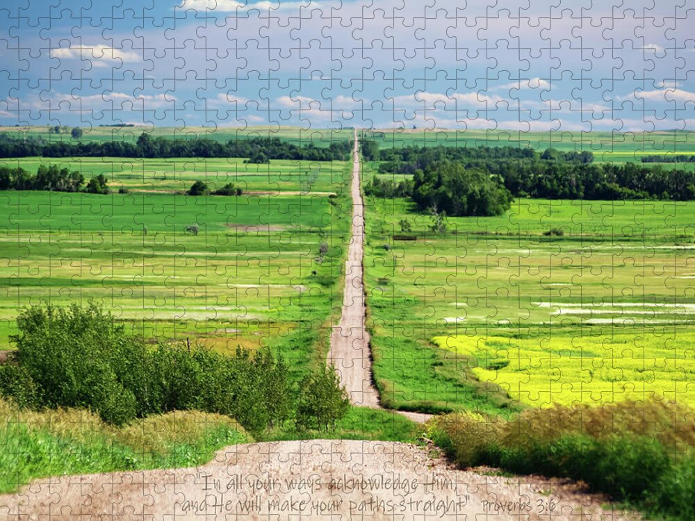 Infinity Jigsaw Puzzle featuring the photograph Straight Path to Infinity and Proverbs verse 3-6 added by Peter Herman