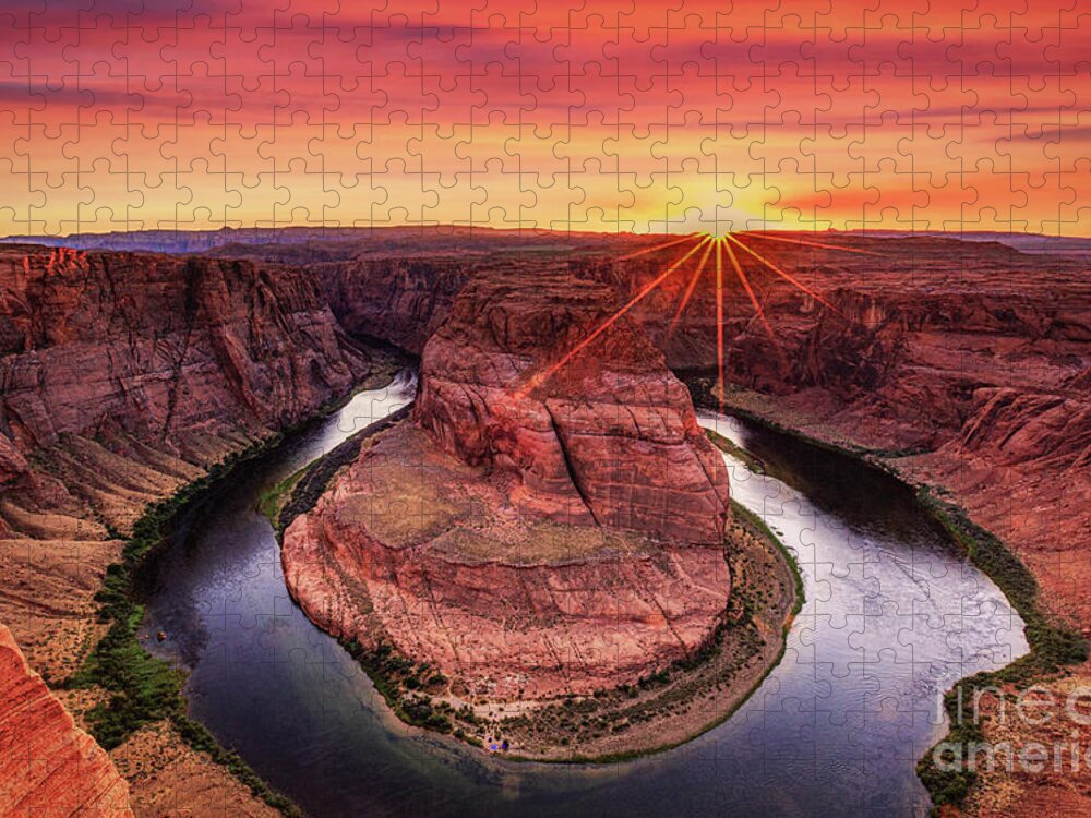 Arizona Jigsaw Puzzle featuring the photograph Sunset at HorseShoe Bend #1 by Lev Kaytsner