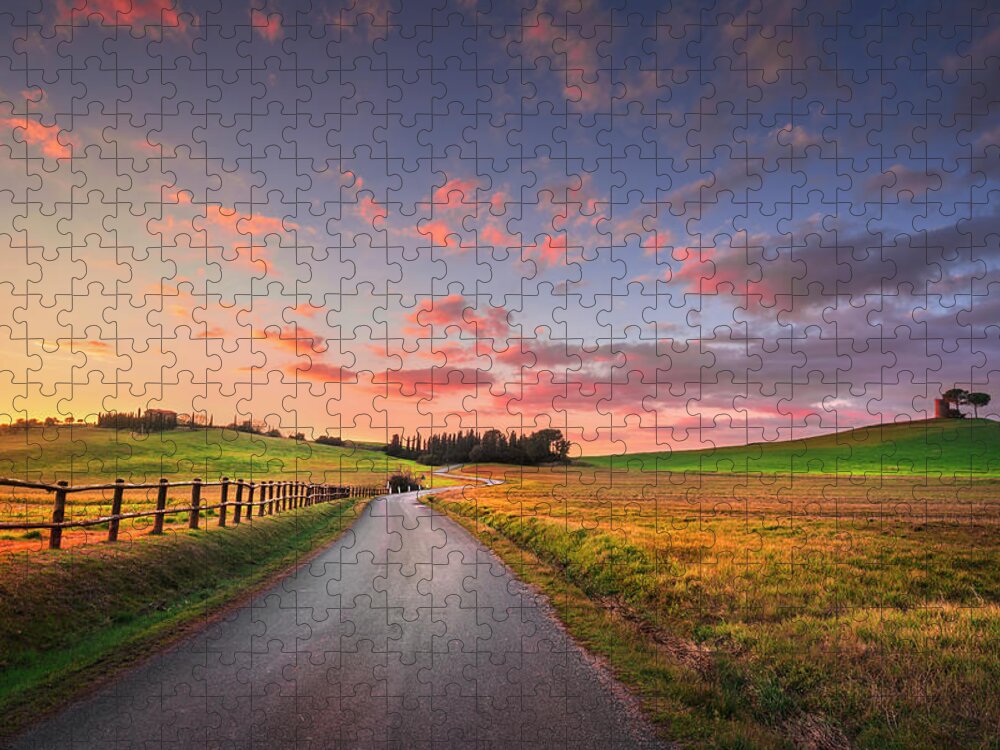 Tuscany Jigsaw Puzzle featuring the photograph Country Road in Maremma by Stefano Orazzini