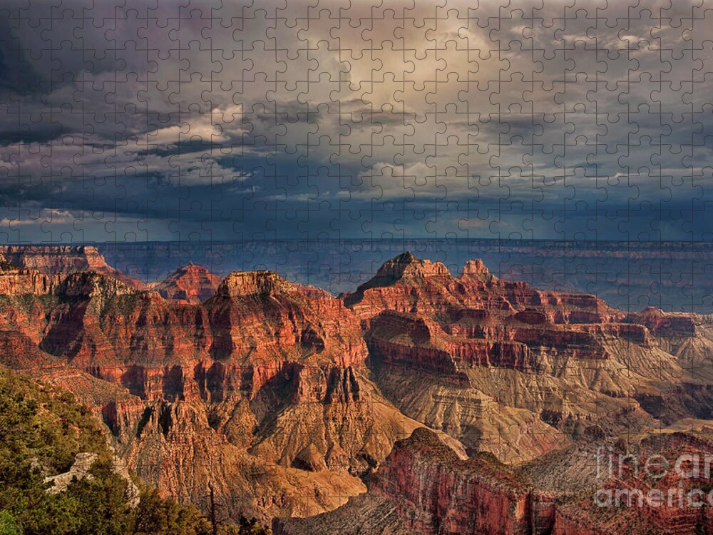 North America Jigsaw Puzzle featuring the photograph Sunset North Rim Grand Canyon National Park Arizona #1 by Dave Welling