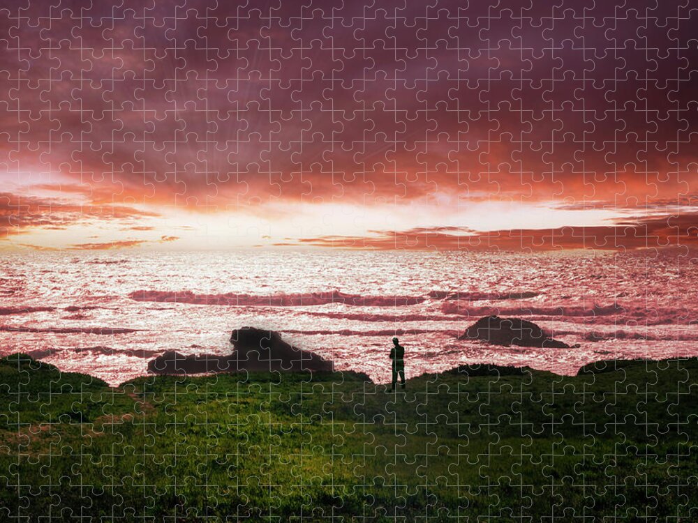 Sunset Watcher Jigsaw Puzzle featuring the photograph Sunset Watcher #1 by Frank Wilson