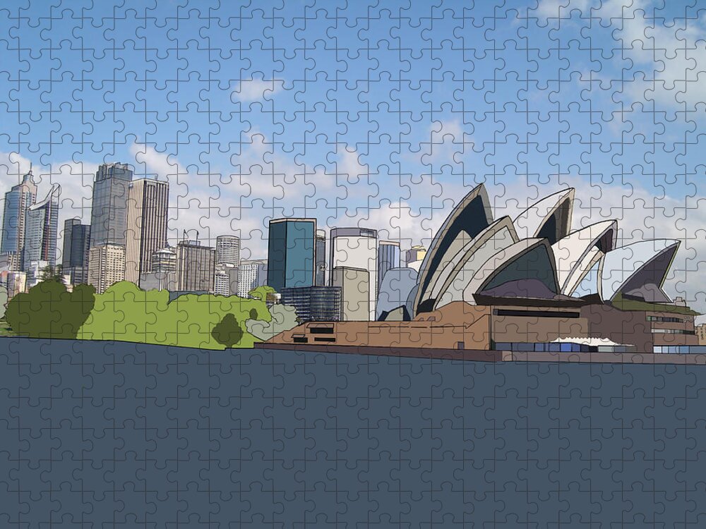 Sydney Jigsaw Puzzle featuring the digital art Sydney Opera House by John Mckenzie