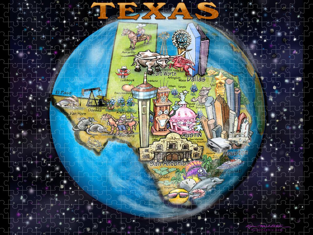 Texas Jigsaw Puzzle featuring the digital art Texas #1 by Kevin Middleton