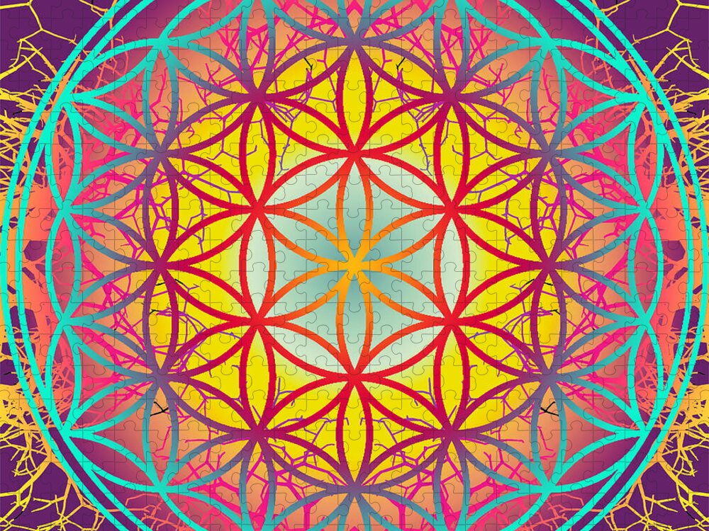 Geometry Jigsaw Puzzle featuring the digital art Sacred Geometry, No.12 by Walter Neal