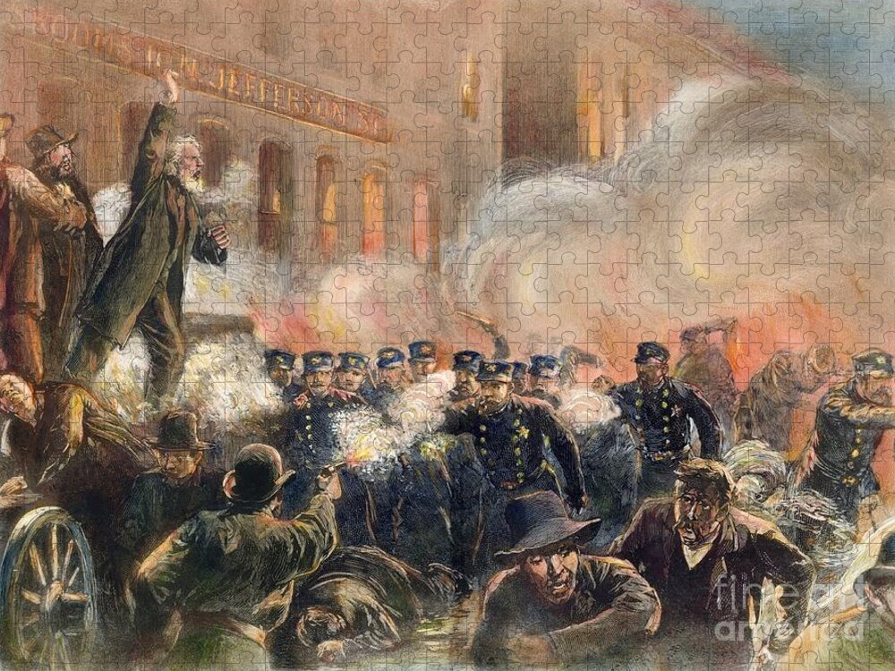 1886 Jigsaw Puzzle featuring the photograph The Haymarket Riot, 1886 #1 by Granger