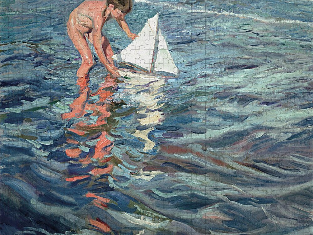 Child Jigsaw Puzzle featuring the painting The Little Sailing Boat #2 by Joaquin Sorolla