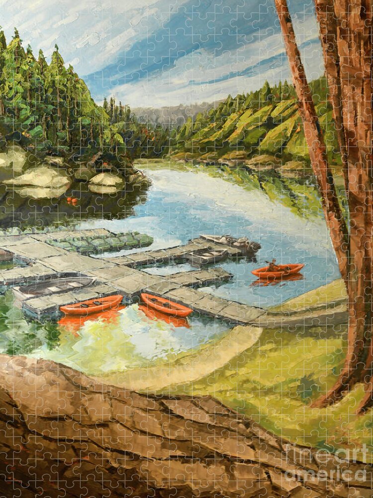 Oil Painting Jigsaw Puzzle featuring the painting The Loch #1 by PJ Kirk