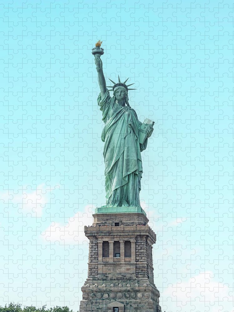 Statue Jigsaw Puzzle featuring the photograph The Statue Of Liberty #1 by Manjik Pictures