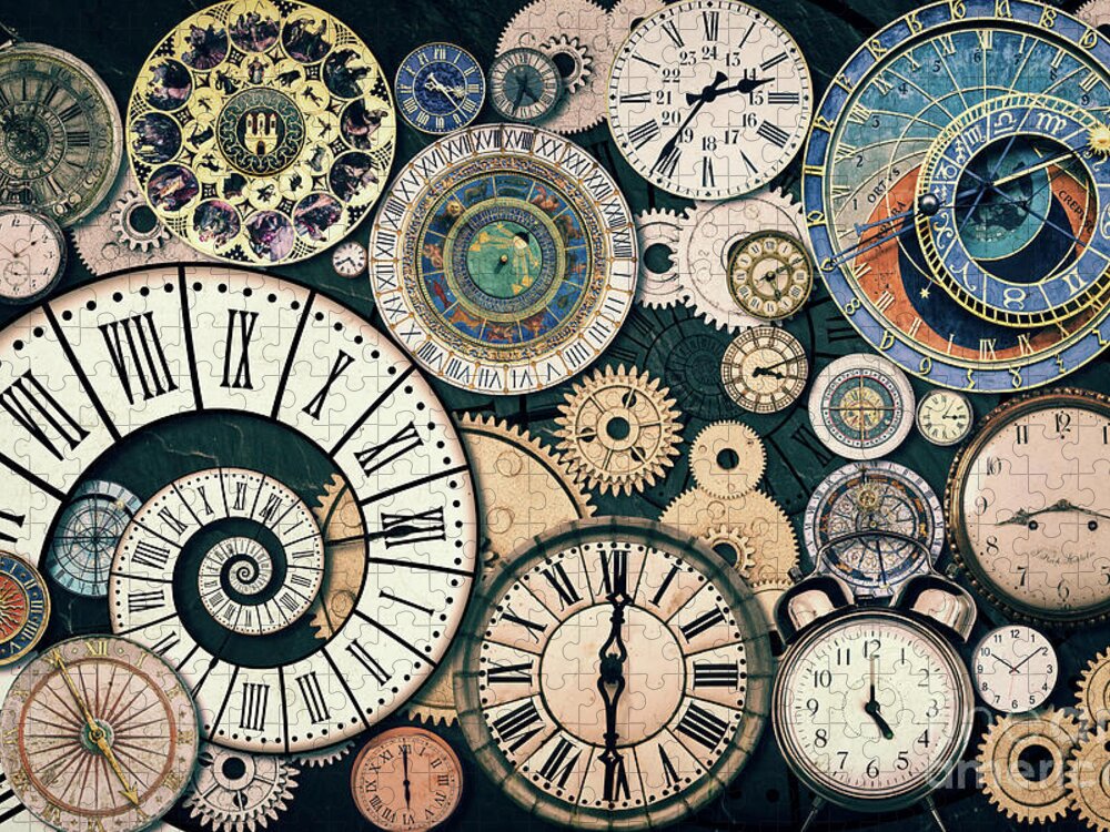 Time machine, clocks collection Jigsaw Puzzle by Delphimages Photo Creations - Pixels