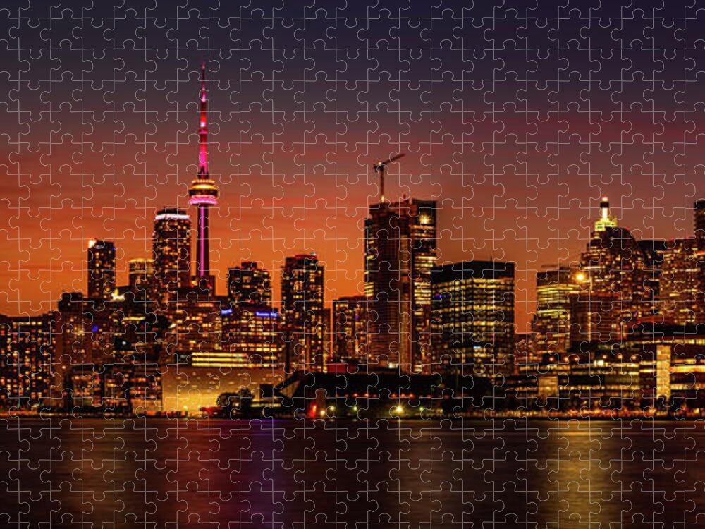Cn Tower Jigsaw Puzzle featuring the photograph Toronto Gold #2 by Dee Potter