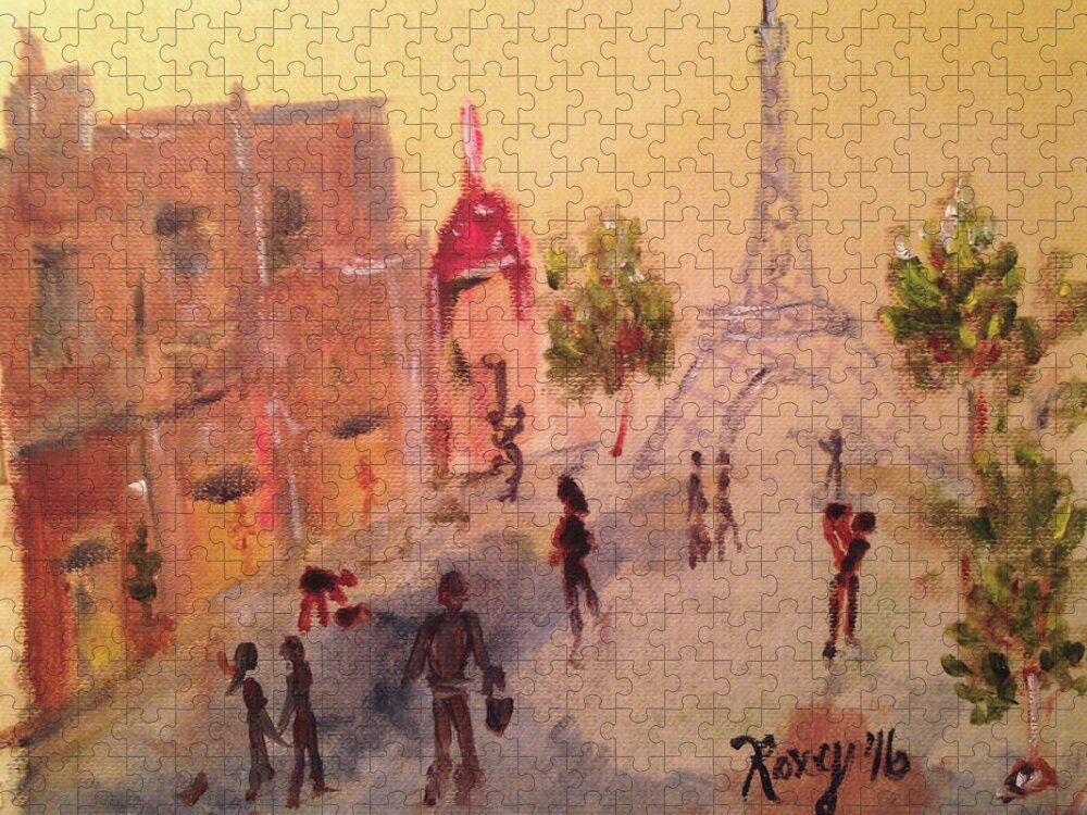 Paris Jigsaw Puzzle featuring the painting Tourists #1 by Roxy Rich