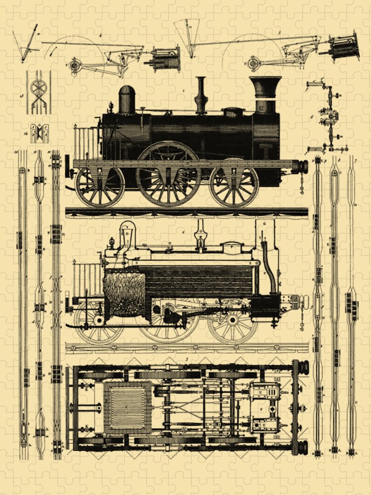 Train Jigsaw Puzzle featuring the digital art Train Diagram #1 by Madame Memento