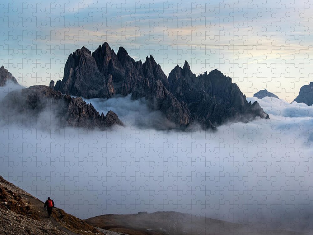 Dolomites Jigsaw Puzzle featuring the photograph Mountain peaks above the clouds by Michalakis Ppalis