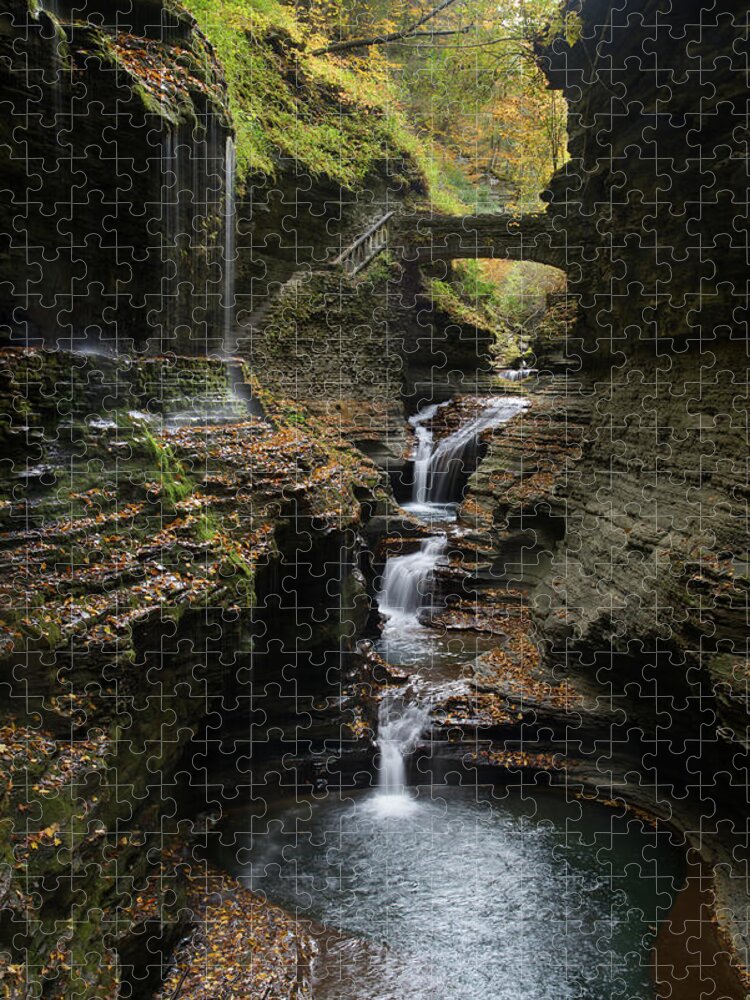 Waterfall Jigsaw Puzzle featuring the photograph Watkins Glen Rainbow Falls by Flinn Hackett