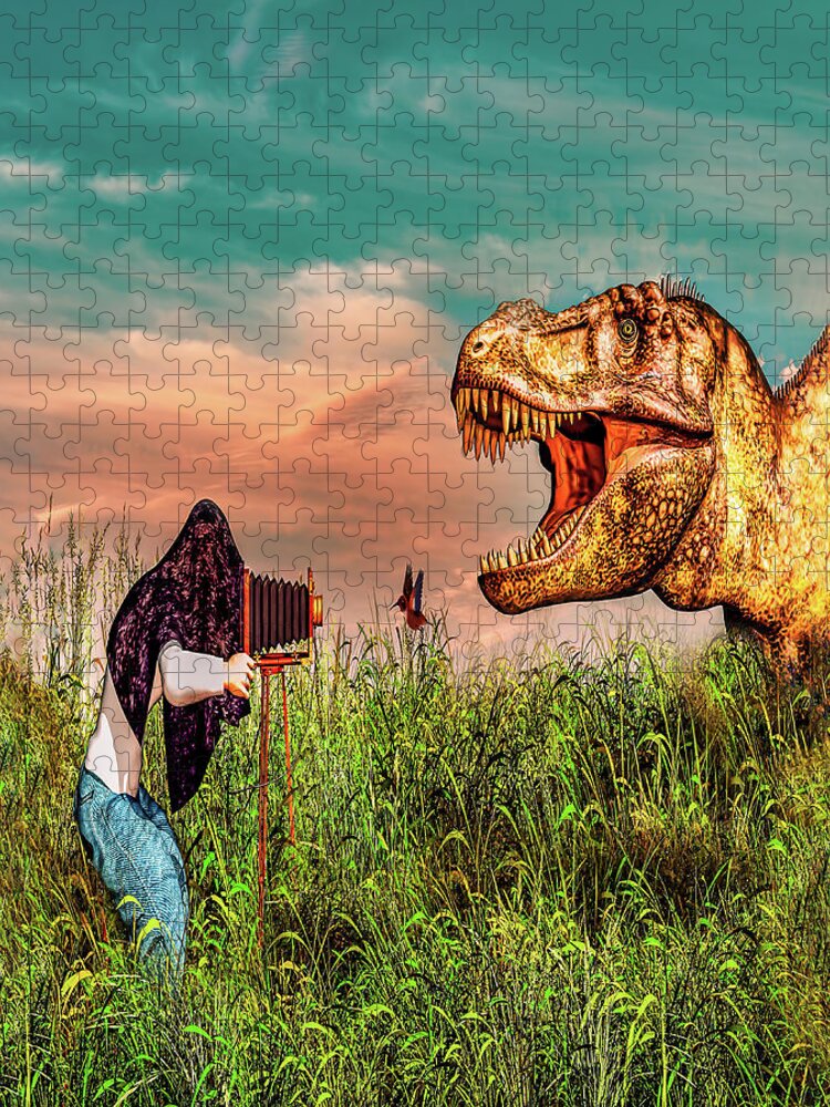 Dinosaur Jigsaw Puzzle featuring the photograph Wildlife Photographer by Bob Orsillo