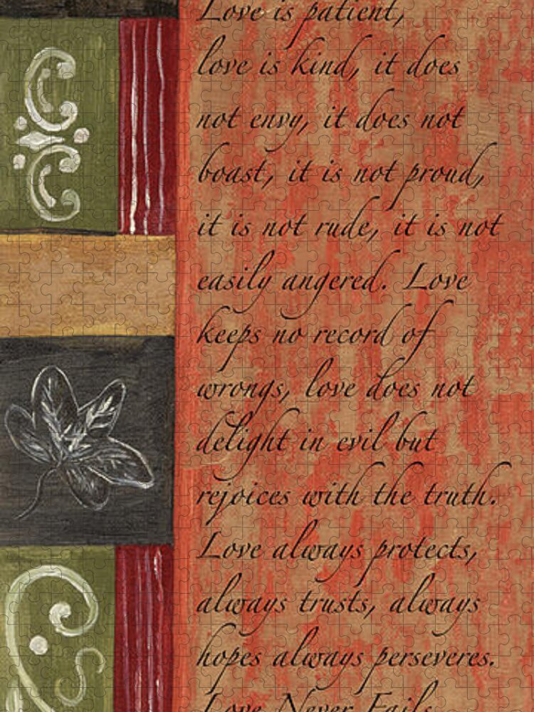 Bible Puzzle featuring the painting Words to Live By, Love by Debbie DeWitt