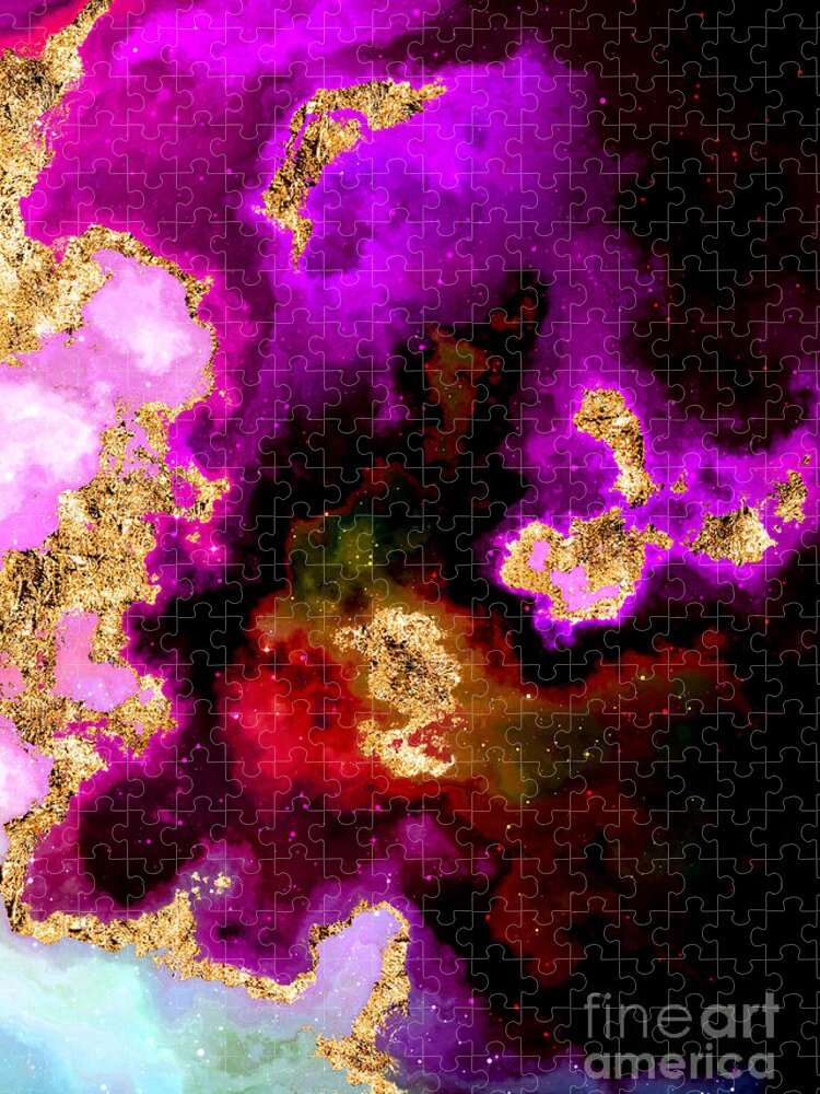 Holyrockarts Jigsaw Puzzle featuring the mixed media 100 Starry Nebulas in Space Abstract Digital Painting 008 by Holy Rock Design