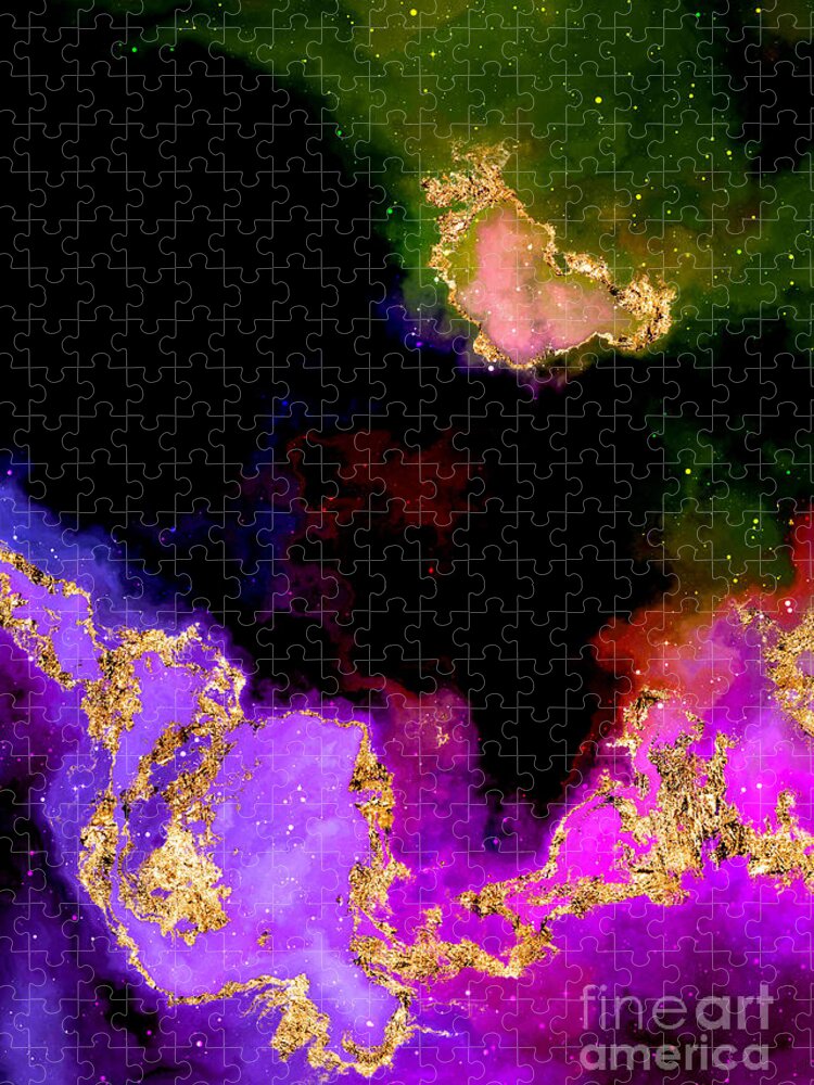 Holyrockarts Jigsaw Puzzle featuring the mixed media 100 Starry Nebulas in Space Abstract Digital Painting 022 by Holy Rock Design