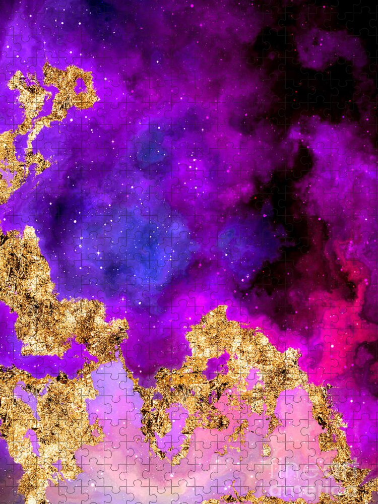 Holyrockarts Jigsaw Puzzle featuring the mixed media 100 Starry Nebulas in Space Abstract Digital Painting 059 by Holy Rock Design