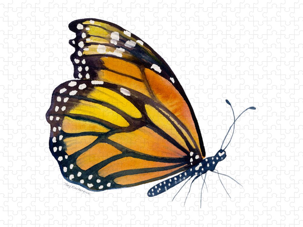 Monarch Butterfly Jigsaw Puzzle featuring the painting 103 Perched Monarch Butterfly by Amy Kirkpatrick