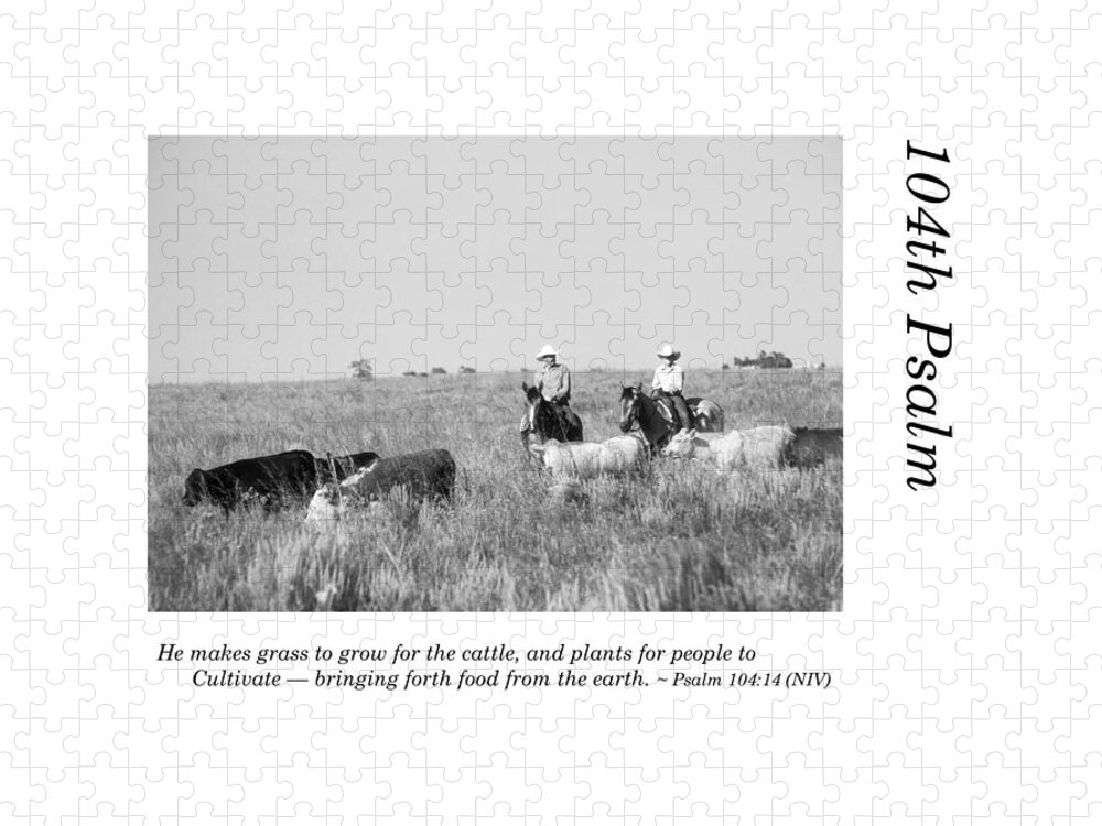 Richard E. Porter Jigsaw Puzzle featuring the photograph 104th Psalm-Working Cattle by Richard Porter