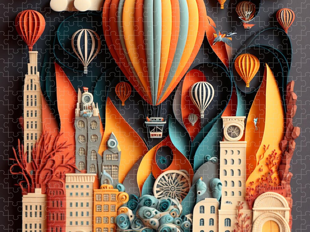 Balloon Races Jigsaw Puzzle featuring the digital art Balloon Races #11 by Jay Schankman