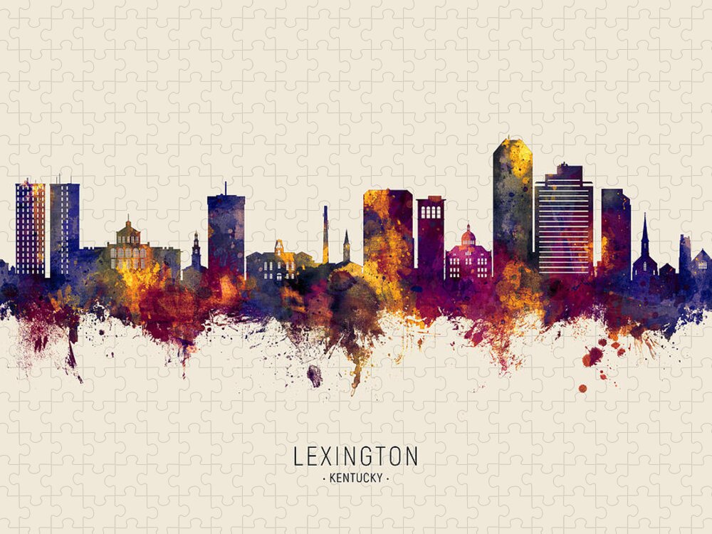 Lexington Jigsaw Puzzle featuring the digital art Lexington Kentucky Skyline #13 by Michael Tompsett