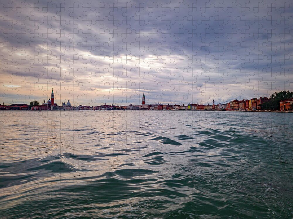 Landscape Jigsaw Puzzle featuring the photograph 120521 - Tramonto nuvoloso in bacino San Marco by Marco Missiaja